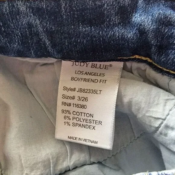 Judy Blue Boyfriend Denim Jeans Mid Rise Waist Stretchy Cotton Blend Size 3 / 26 - Picture 5 of 8